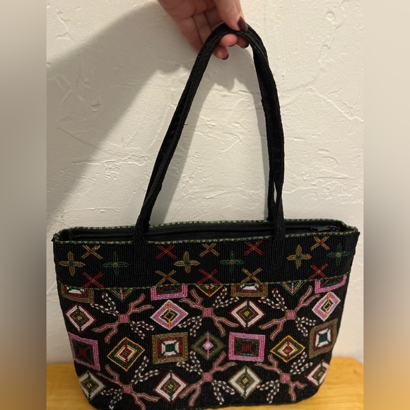 Embroidered beaded Black Tote Bag - Picture 4 of 6